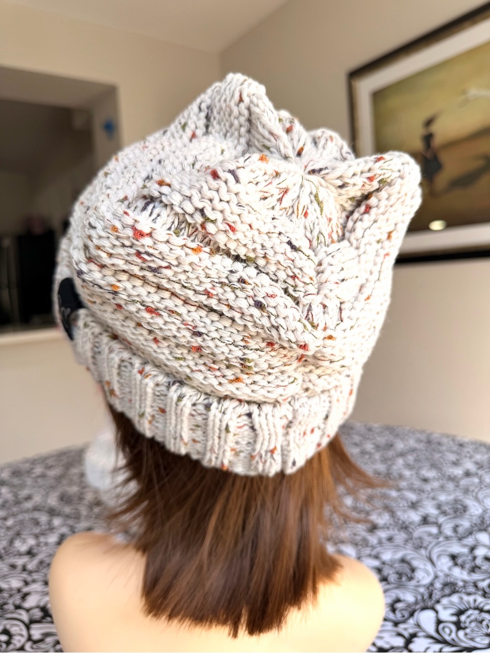 C.C. Exclusives Cream Tweed Knit Newsboy Cabbie Hat - Picture 4 of 11